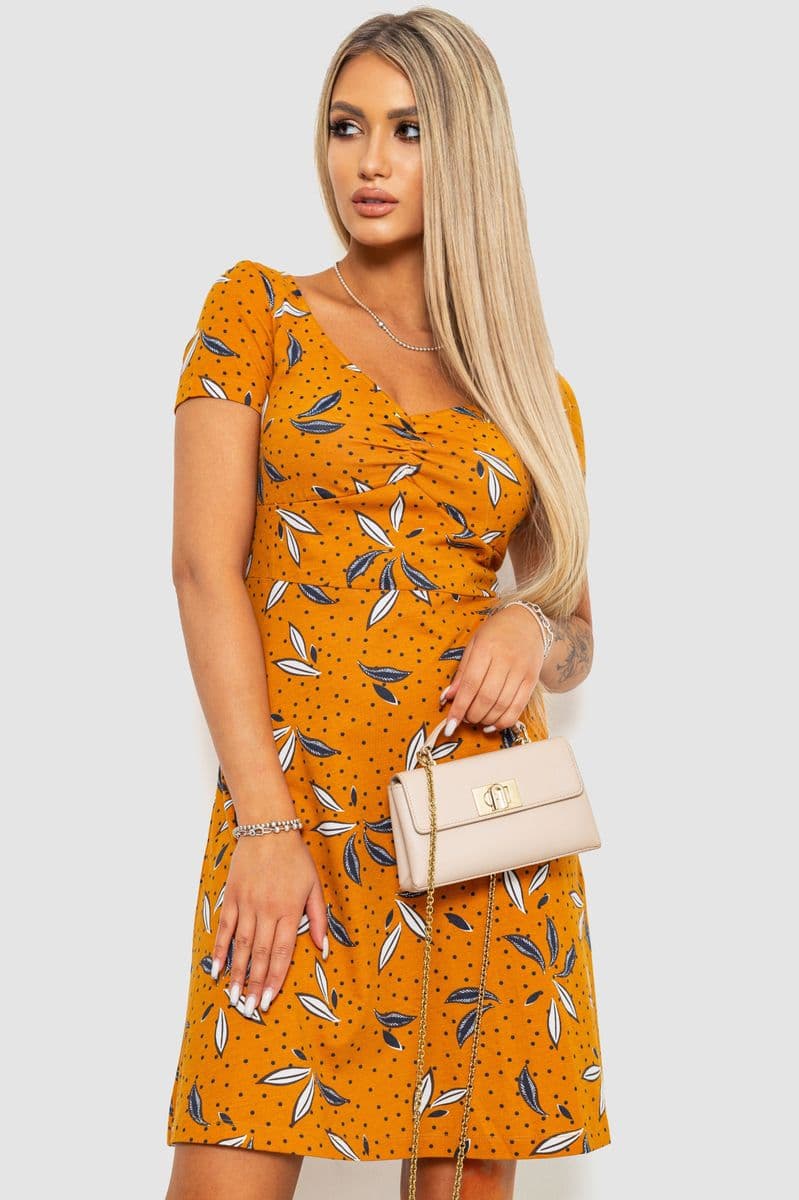 Сукня з повсякденним принтом, колір коричневий, 244R283 - зображення 1