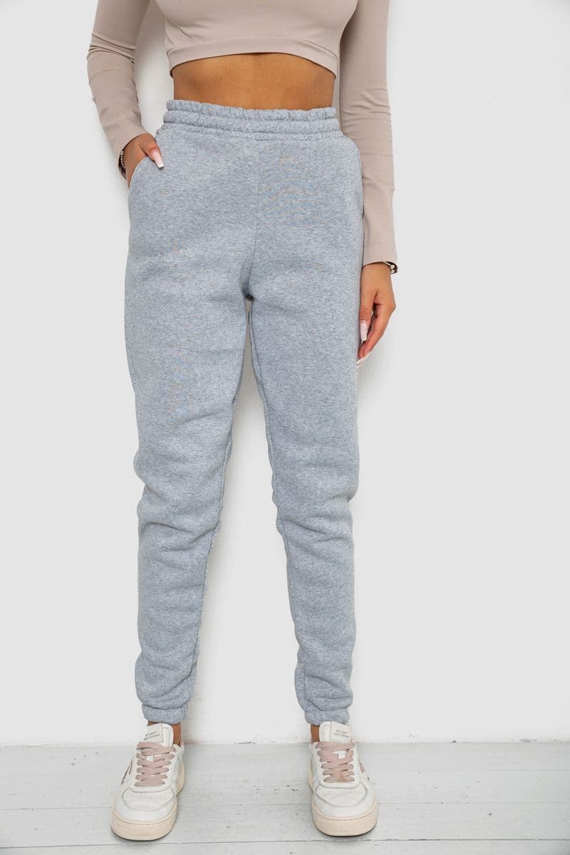 Спортивні штани жіночі на флісі, колір світло-сірий, 238R58671-1 - зображення 1