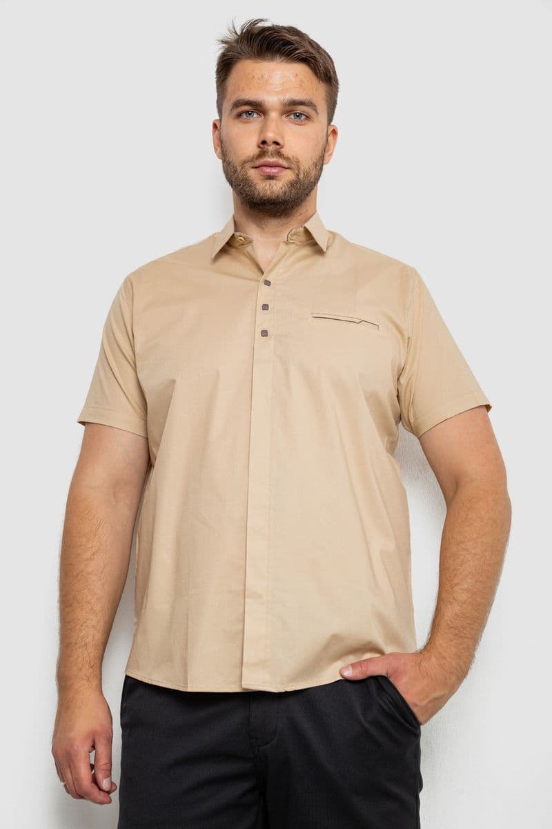 Сорочка чоловіча, колір бежевий, 214R7326-1 - зображення 1