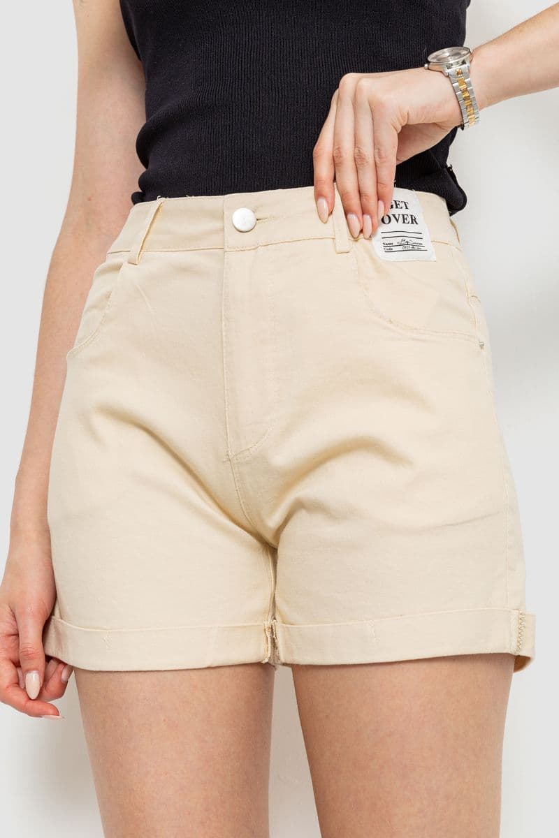 Шорти жіночі стрейчові, колір світло-бежевий, 214R653 - зображення 1