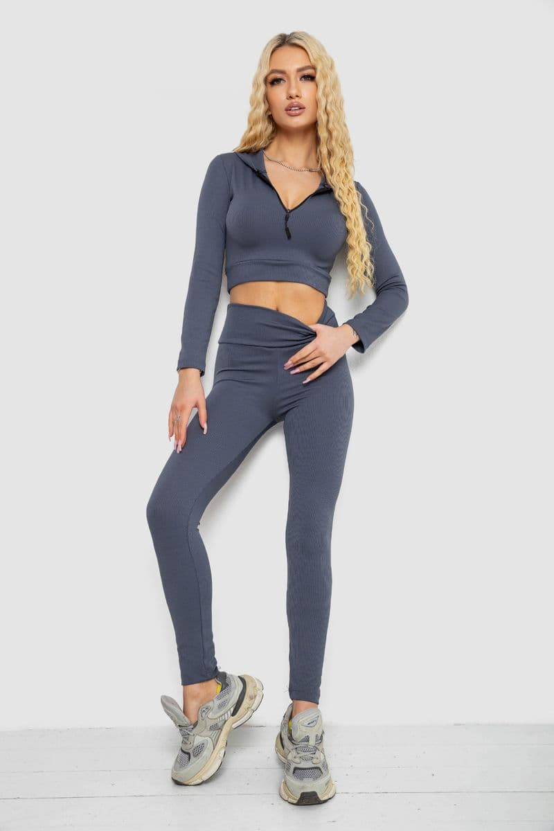 Костюм жіночий в рубчик, колір сірий, 221R3320 - зображення 1