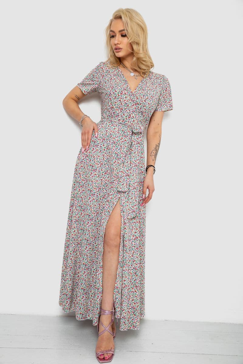 Сарафан із квітковим принтом на запах, колір різноколір, 241R185 - зображення 1