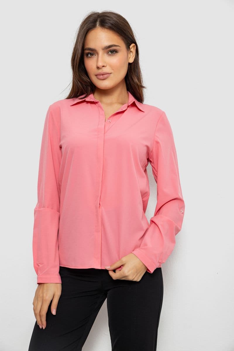 Сорочка жіноча однотонна, колір рожевий, 230R100-5 - зображення 1