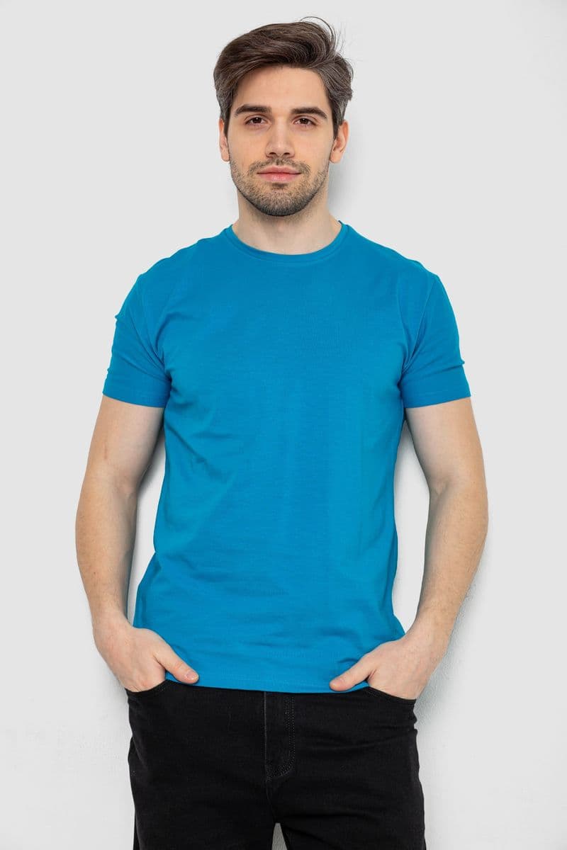Футболка чоловіча однотонна базова, колір бірюзовий, 244R2405 - зображення 1