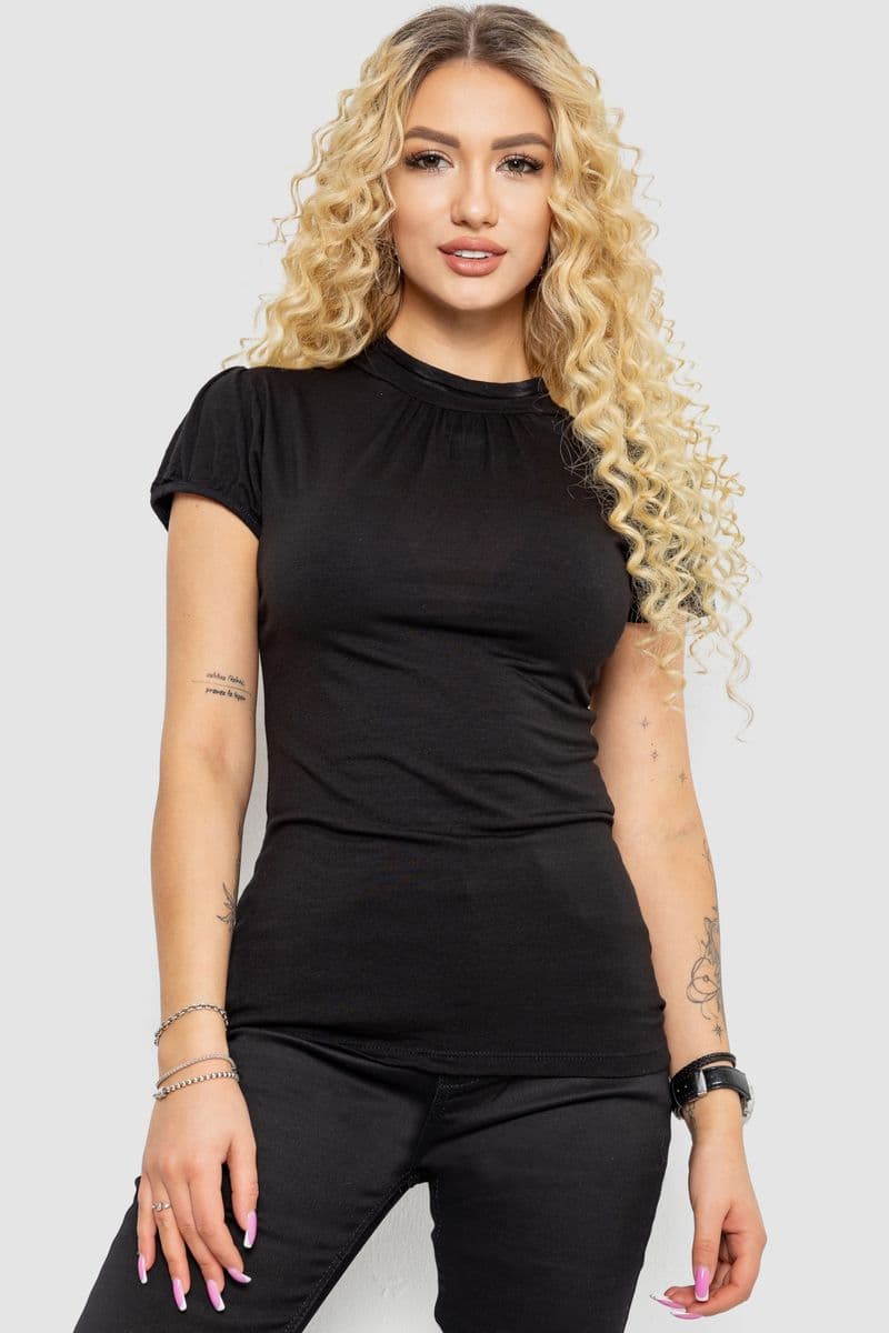 Футболка жіноча, колір чорний, 244R7781 - зображення 1
