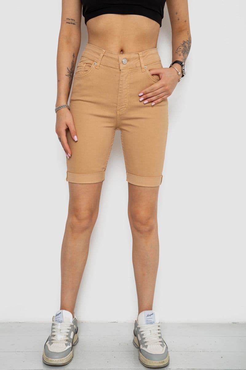 Шорти джинсові жіночі, колір бежевий, 182R1700 - зображення 1