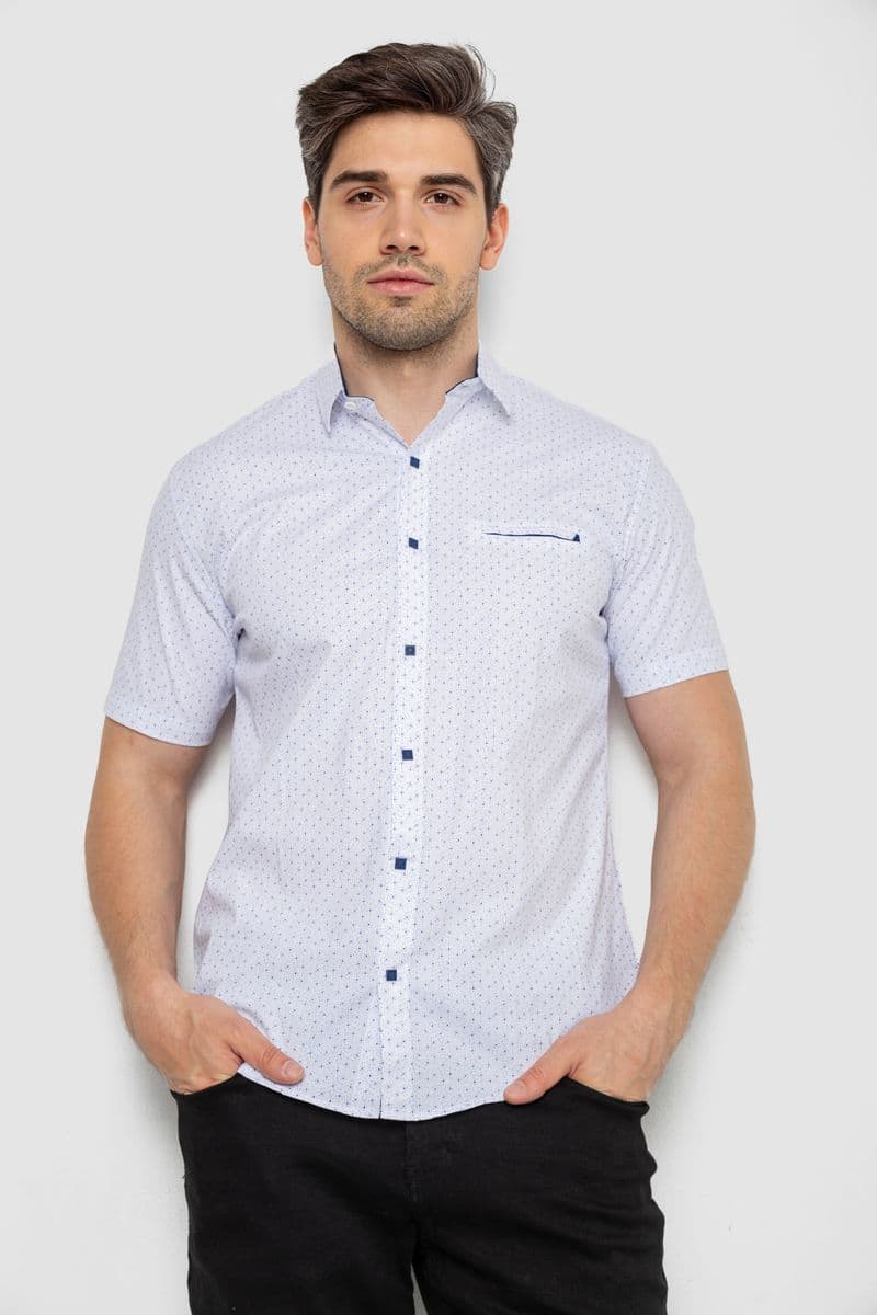 Сорочка чоловіча з принтом, колір біло-синій, 214R7332 - зображення 1
