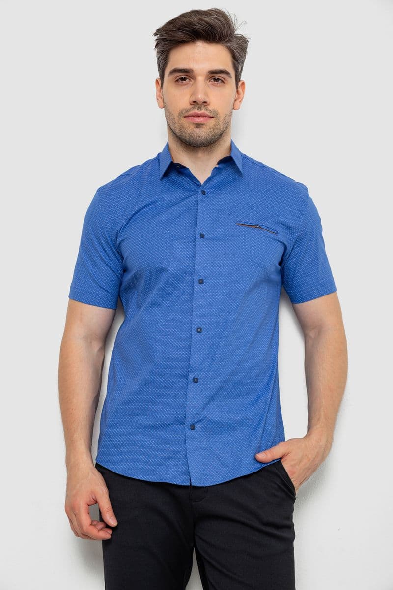 Сорочка чоловіча з принтом, колір електрик, 214R7143 - зображення 1