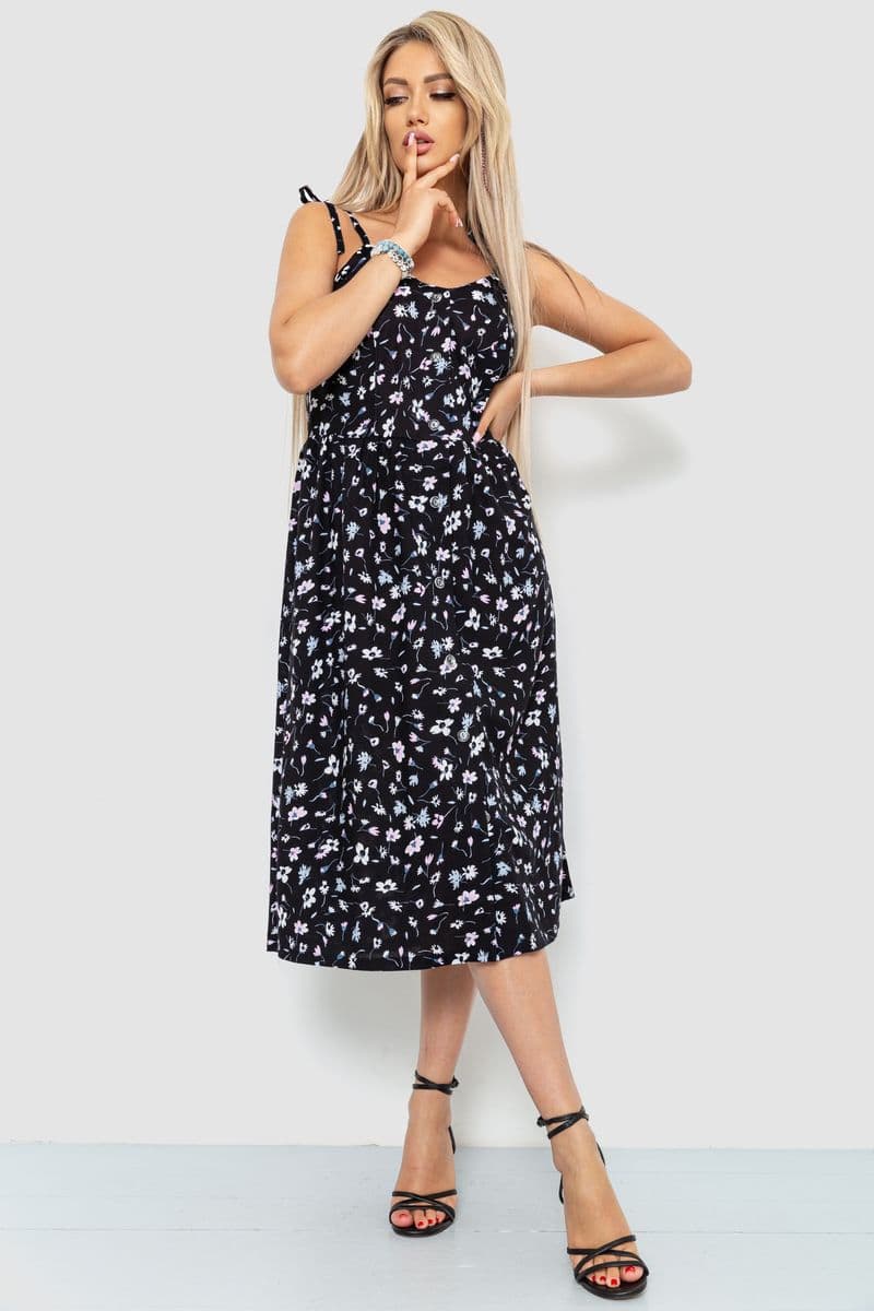 Сарафан із квітковим принтом, колір чорний, 102R333-2 - зображення 1