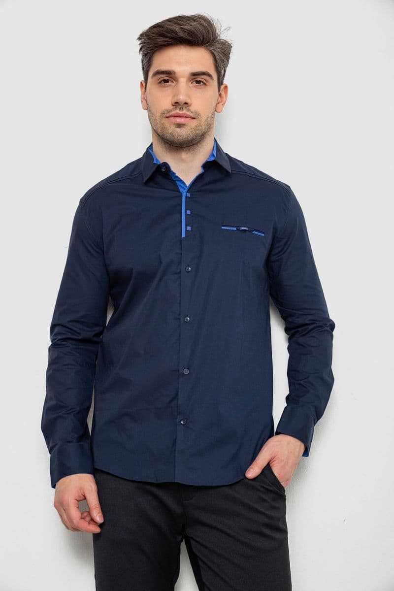 Сорочка чоловіча, колір темно-синій, 214R7086 - зображення 1