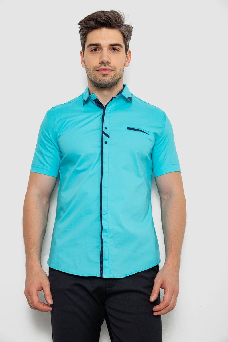 Сорочка чоловіча, колір бірюзовий, 214R7007 - зображення 1