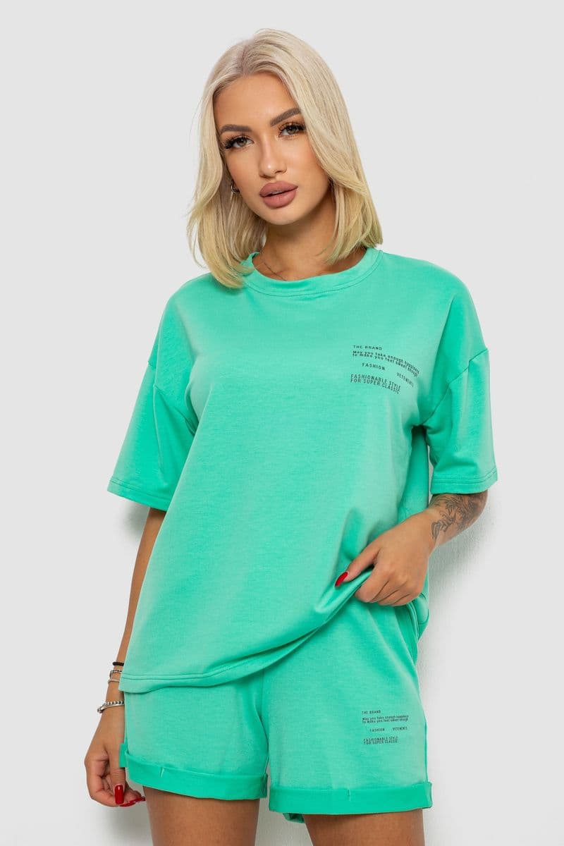 Костюм домашній жіночий з принтом, колір м'ятний, 230R120 - зображення 1