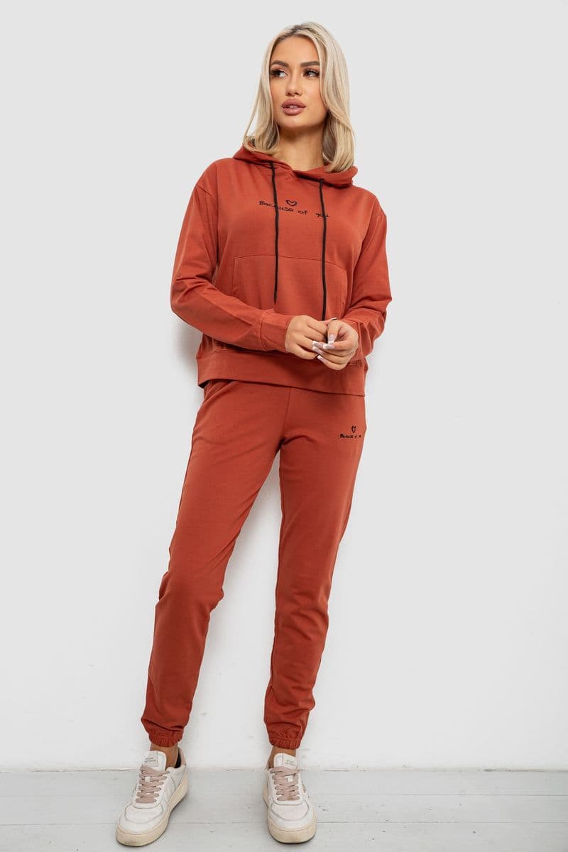 Спортивний костюм жіночий двонитка, колір теракотовий, 214R1419-002 - зображення 1
