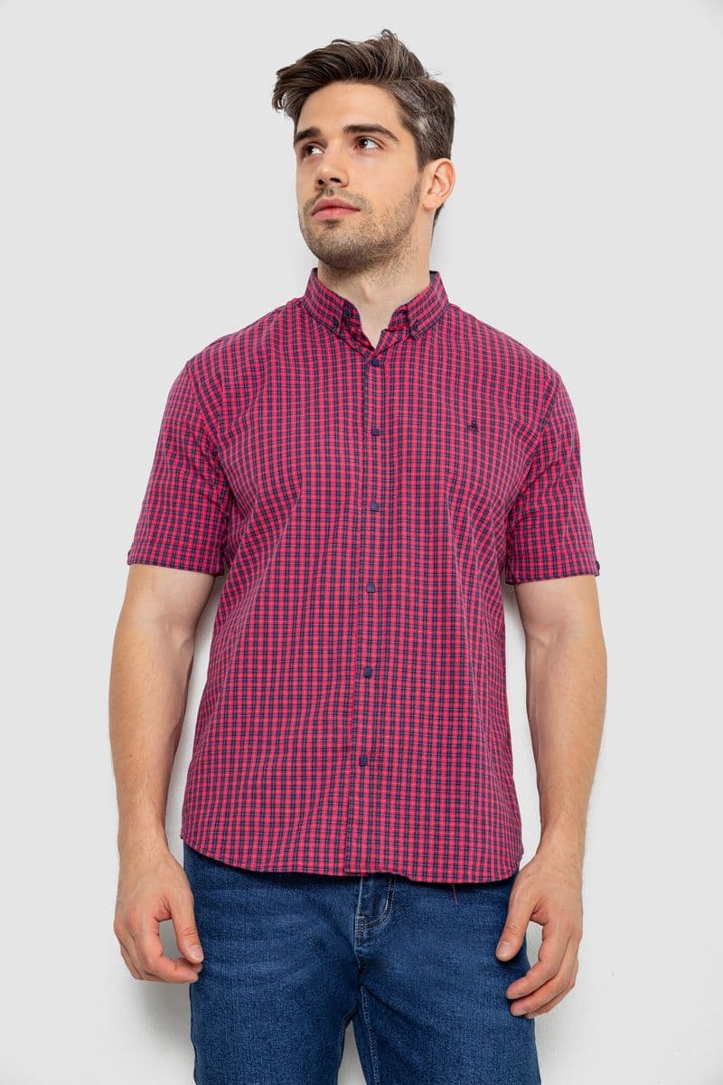 Сорочка чоловіча в клітку, колір малиновий, 214R2445-1 - зображення 1