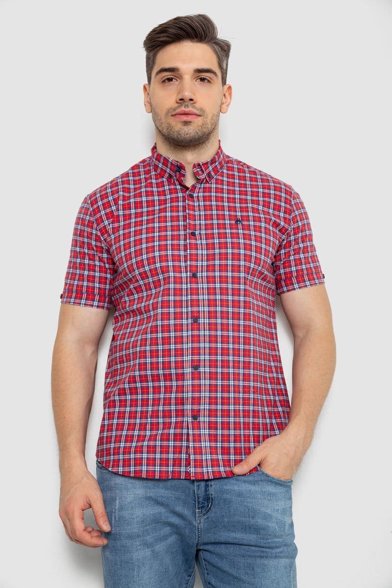 Сорочка чоловіча в клітку, колір червоний, 214R2445-6 - зображення 1