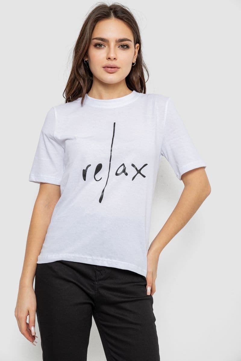 Футболка жіноча з принтом, колір білий, 241R1836 - зображення 1