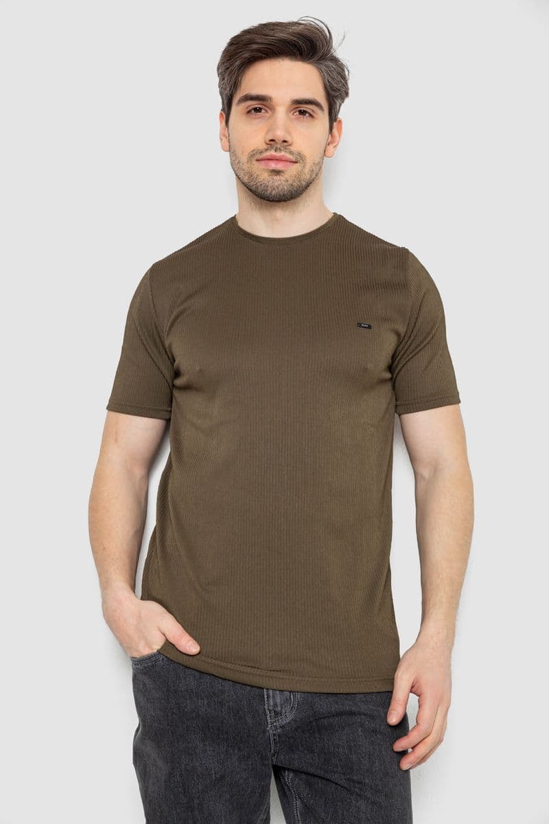 Футболка чоловіча в рубчик, колір хакі, 244R2526-1 - зображення 1