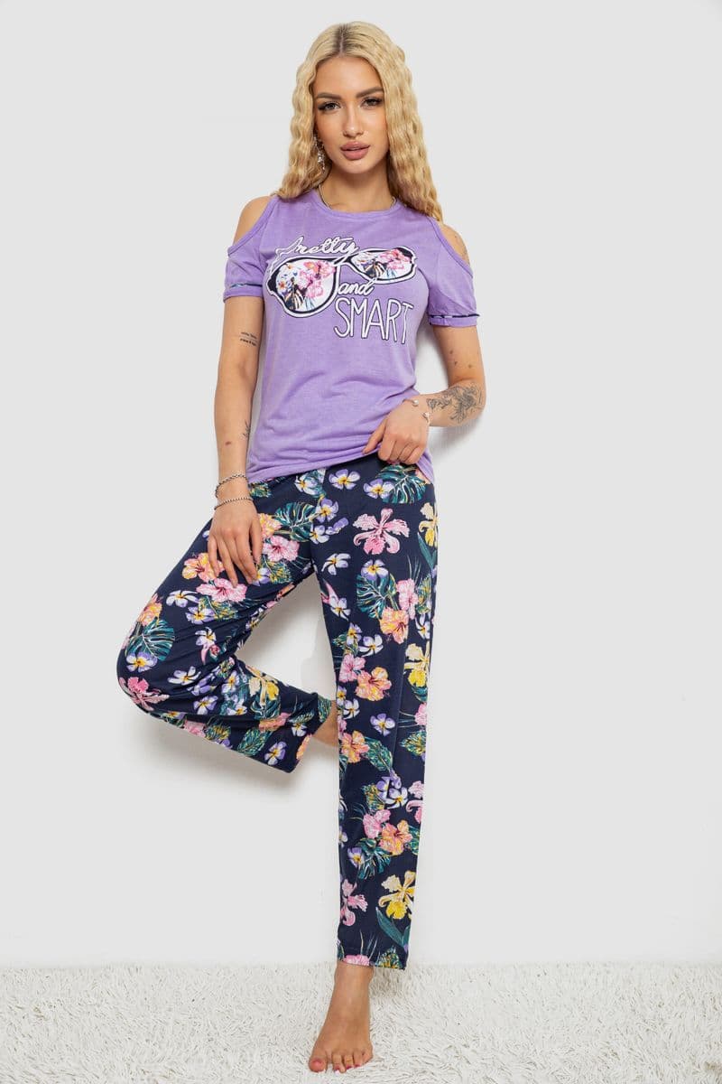 Піжама жіноча з принтом, колір бузковий, 243R2038-D - зображення 1