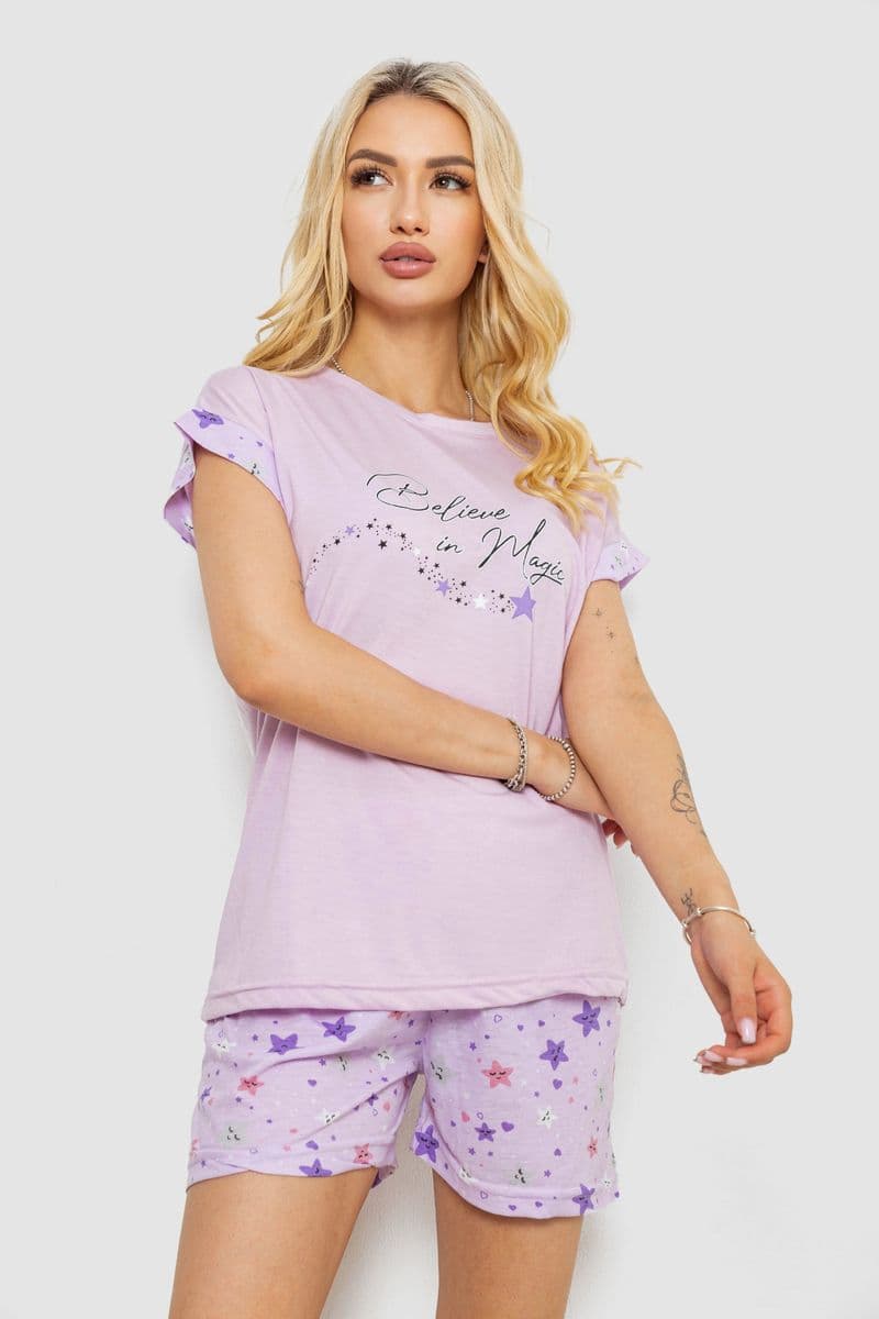 Піжама жіноча з принтом, колір бузковий, 243R2108 - зображення 1