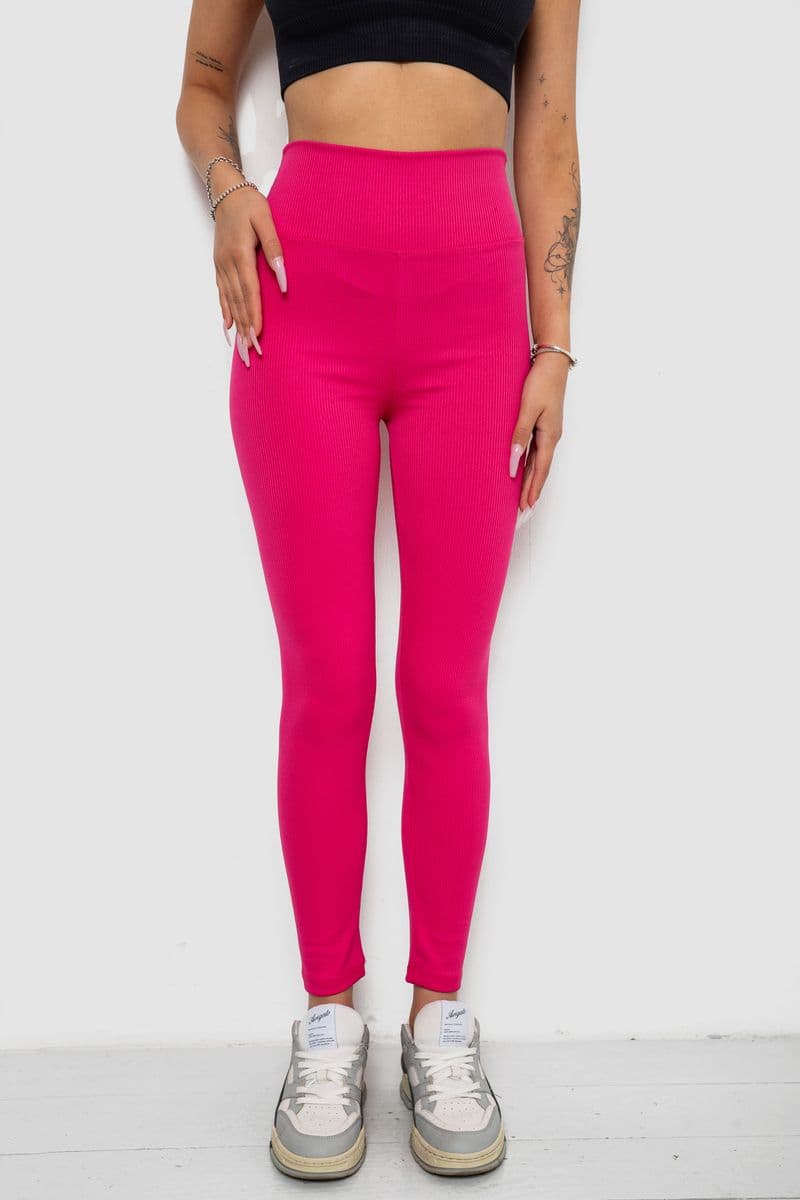 Лосини однотонні в рубчик, колір малиновий, 238R606 - зображення 1