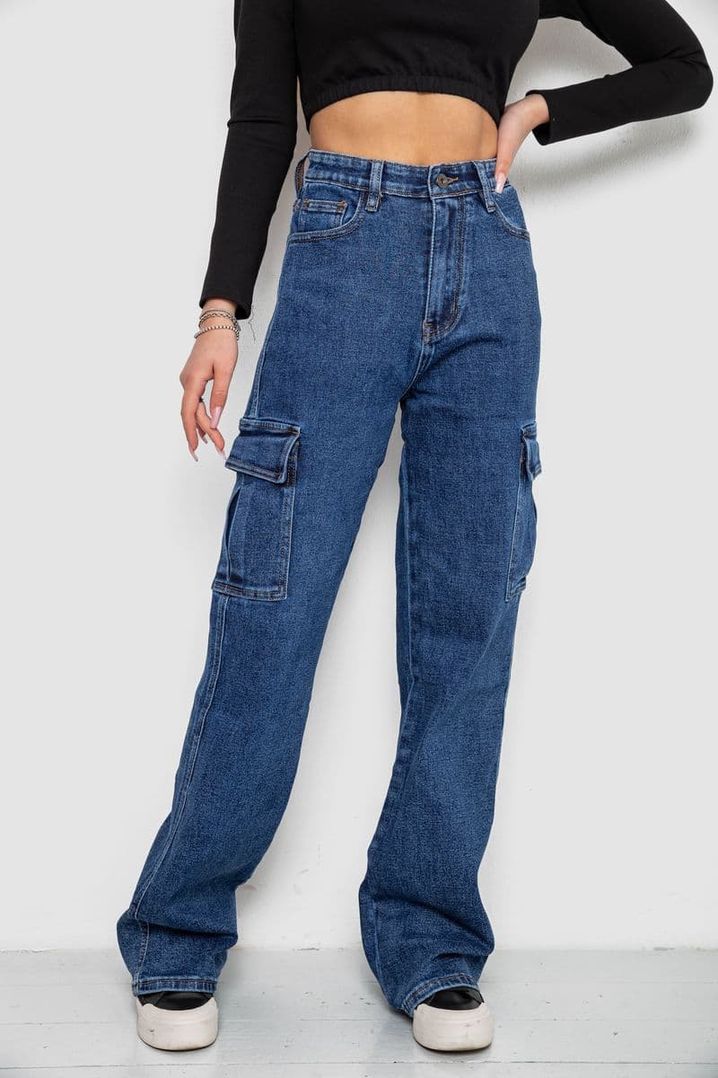 Джинси жіночі з кишенями, колір синій, 244R9002 - зображення 1