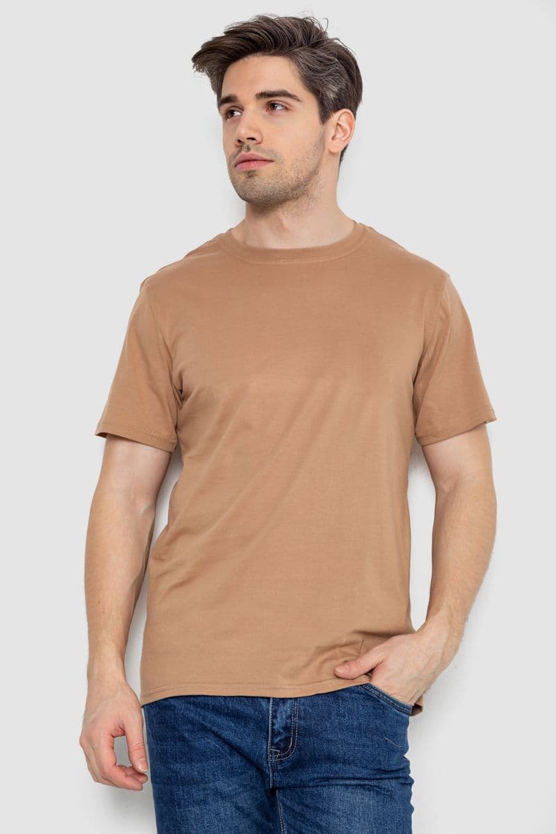 Футболка чоловіча базова білизняна, колір бежевий, 244R121 - зображення 1