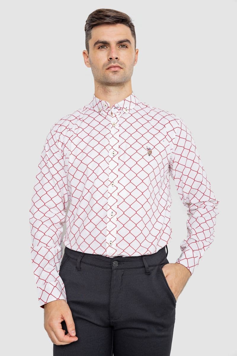 Сорочка чоловіча повсякденна, колір молочно-червоний, 247R404 - зображення 1