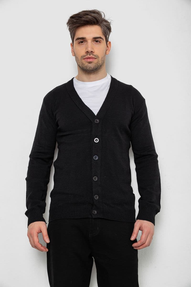 Кофта чоловіча на ґудзиках, колір чорний, 238R18004 - зображення 1
