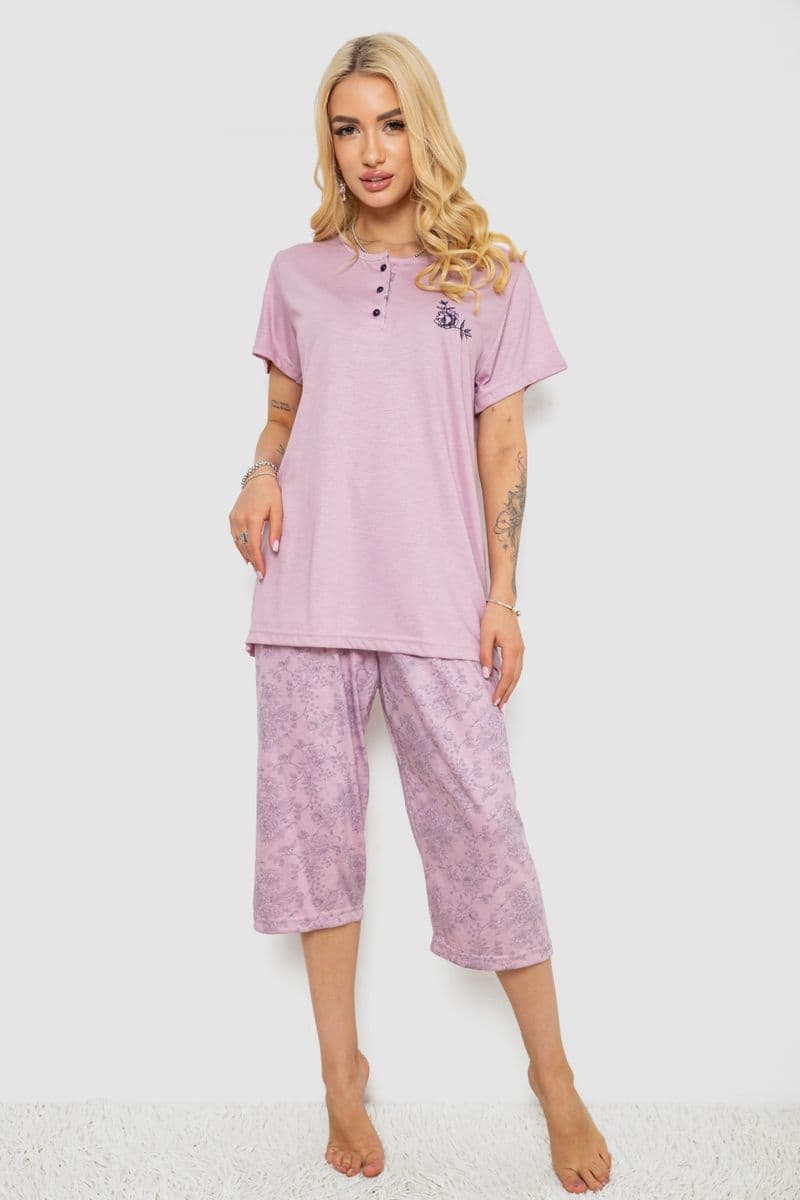 Піжама жіноча з принтом, колір бузковий, 243R6811 - зображення 1
