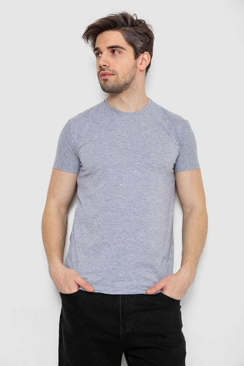 Футболка чоловіча однотонна базова, колір сірий, 244R2405 - зображення 1