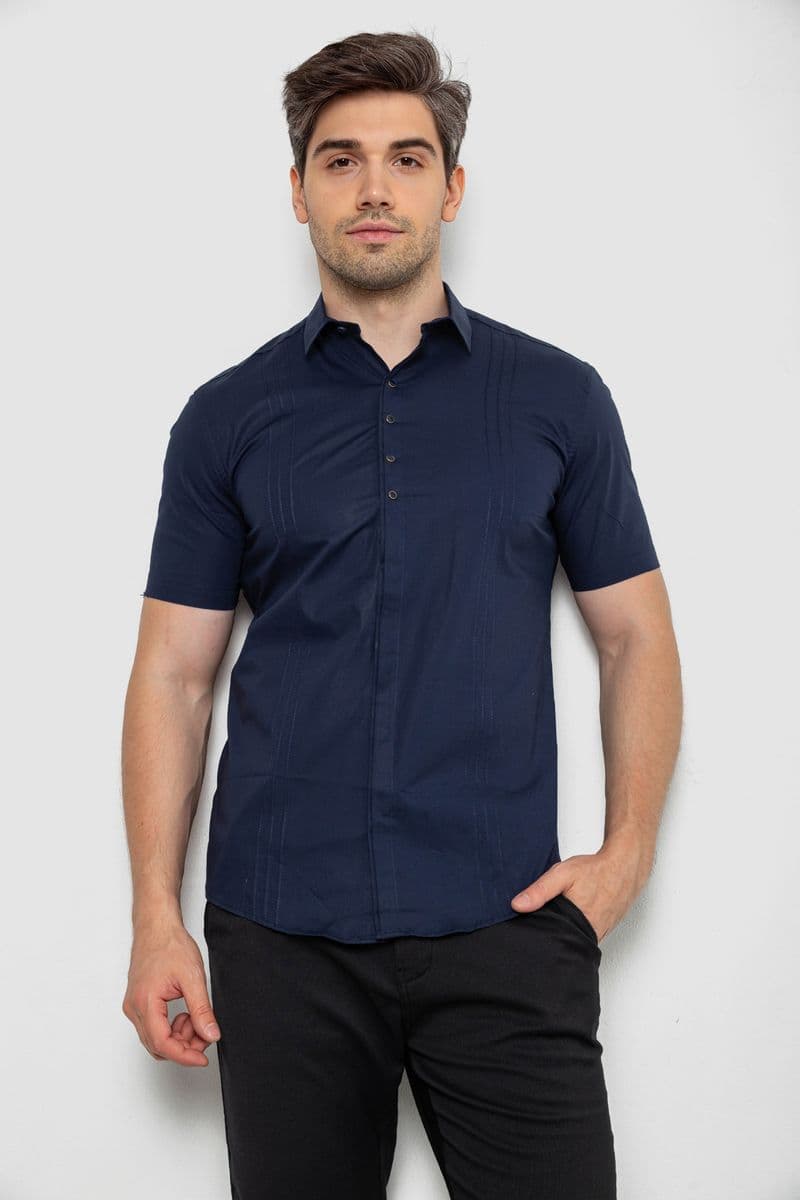 Сорочка чоловіча однотонна, колір темно-синій, 214R7011 - зображення 1
