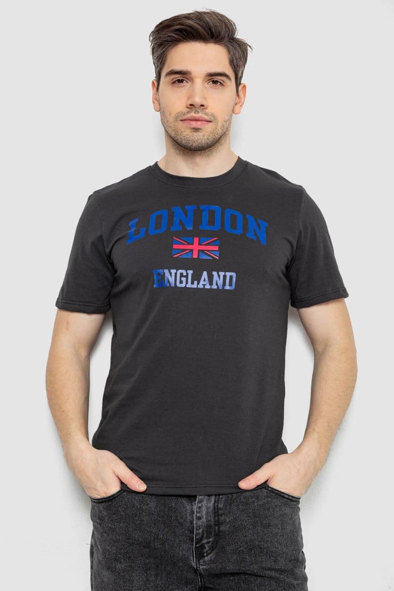 Футболка чоловіча з принтом, колір темно-сірий, 241R1909 - зображення 1