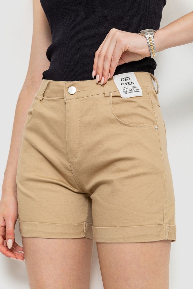 Шорти жіночі стрейчові, колір бежевий, 214R653 - зображення 1