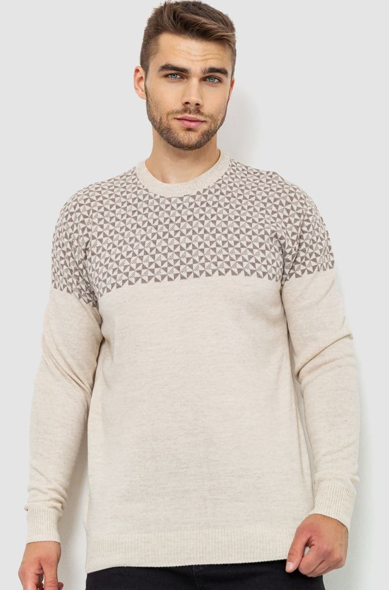 Светр чоловічий, колір світло-бежевий, 161R898 - зображення 1