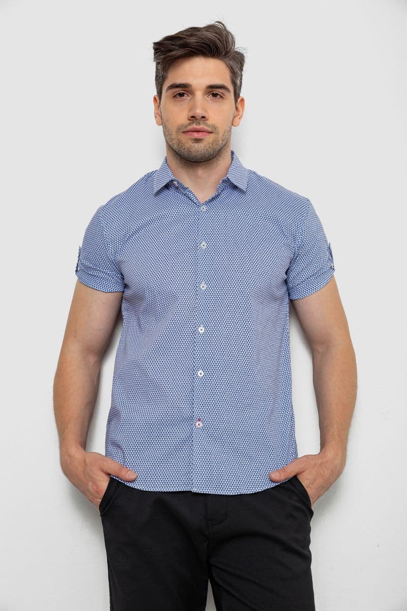 Сорочка чоловіча з принтом, колір синій, 214R843 - зображення 1