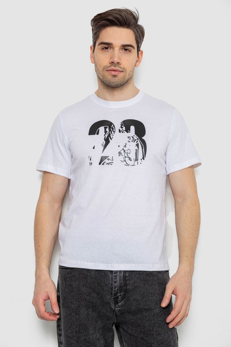 Футболка чоловіча з принтом, колір білий, 241R1906 - зображення 1