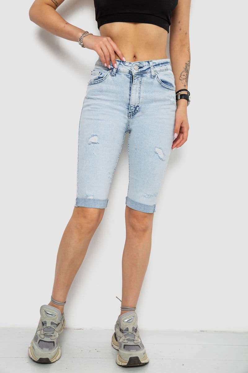 Капрі джинсові жіночі, колір блакитний, 182R1692 - зображення 1