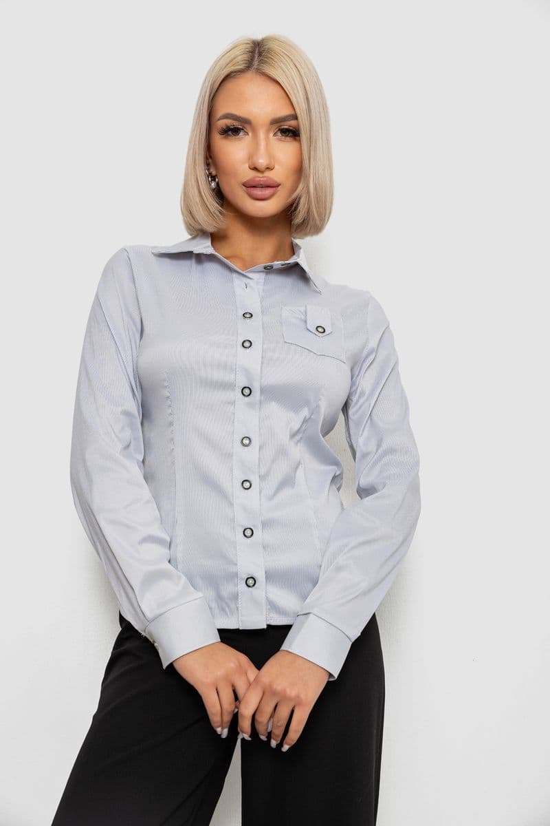 Сорочка класична в смужку, колір світло-сірий, 230R644 - зображення 1