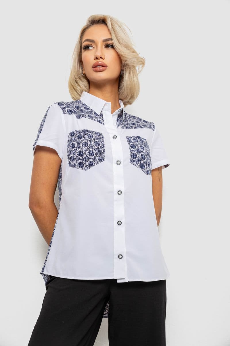 Сорочка класична з принтом, колір синьо-білий, 230R7214-1 - зображення 1