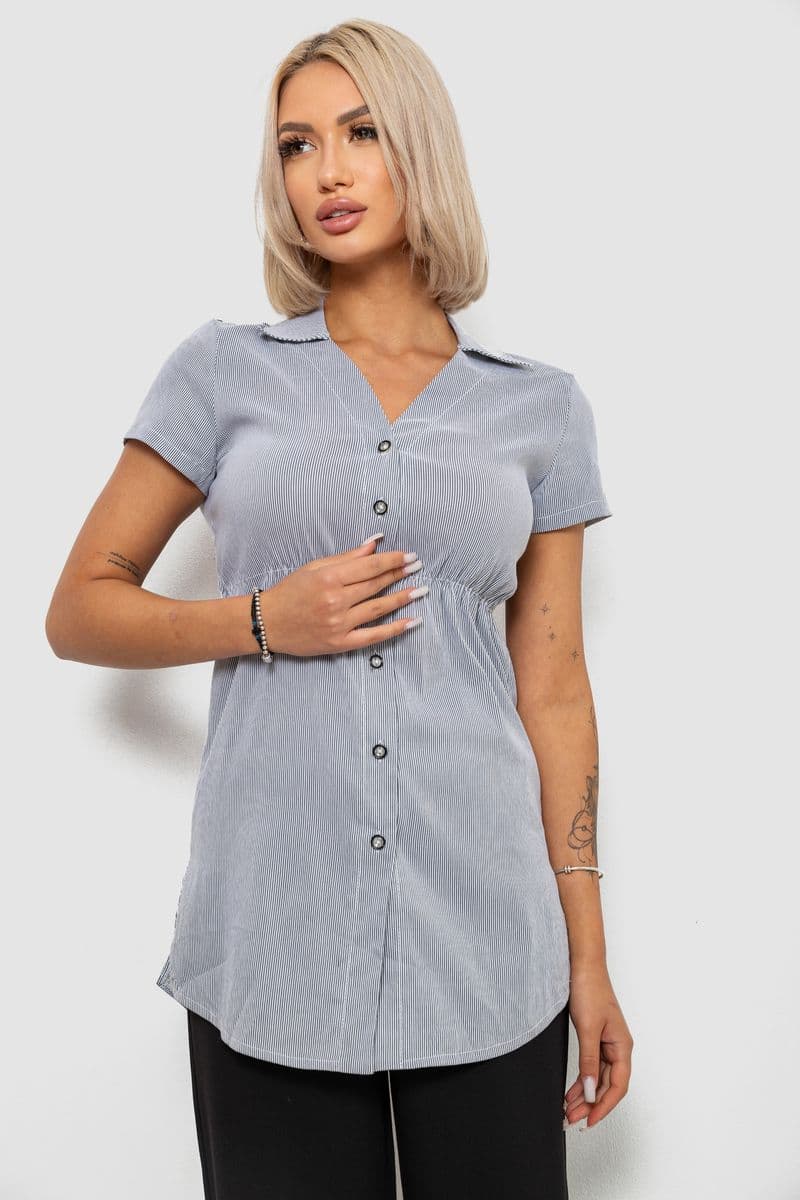 Сорочка-туніка в смужку, колір сірий, 230R665 - зображення 1