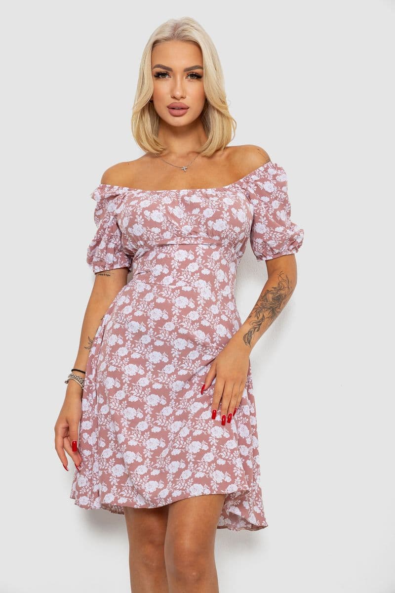 Сукня софт з принтом 230R01005, колір пудровий, 230R0105 - зображення 1