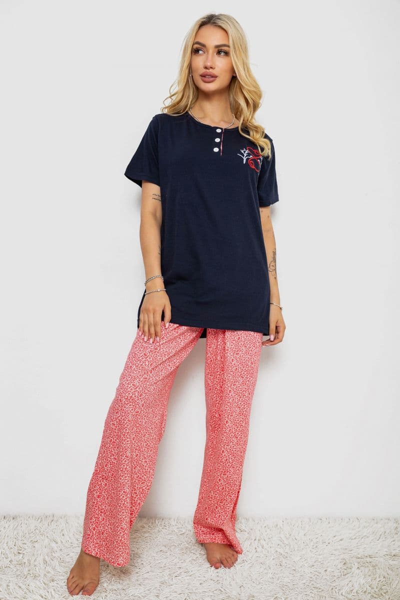 Піжама жіноча з принтом, колір синій, 243R10365 - зображення 1