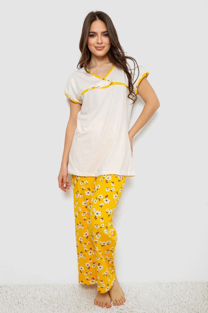 Жіноча піжама з принтом, колір молочний, 243R1600-002 - зображення 1