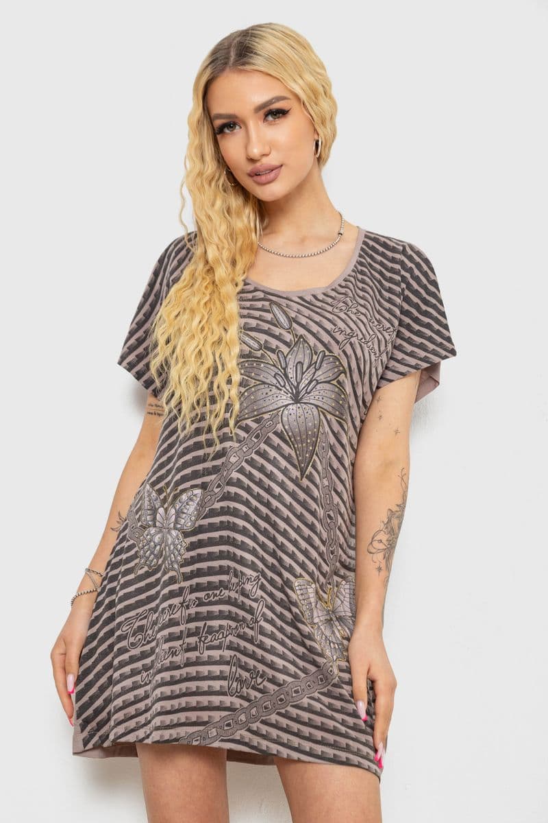 Туніка жіноча з принтом, колір мокко, 238RBD378 - зображення 1