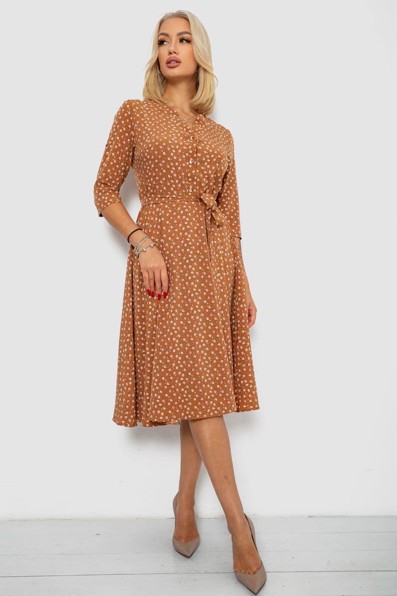 Сукня софт з принтом, колір коричневий, 230R1011-5 - зображення 1