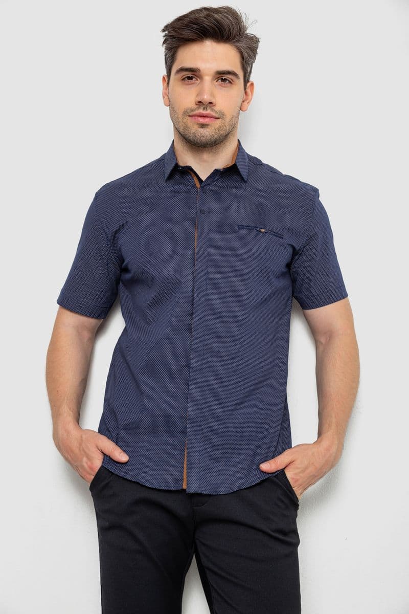 Сорочка чоловіча з принтом, колір синій, 214R7130-1 - зображення 1