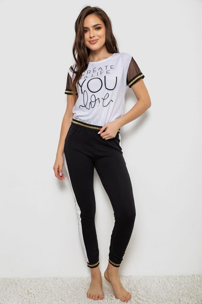 Піжама жіноча, колір білий, 243R1488-002 - зображення 1