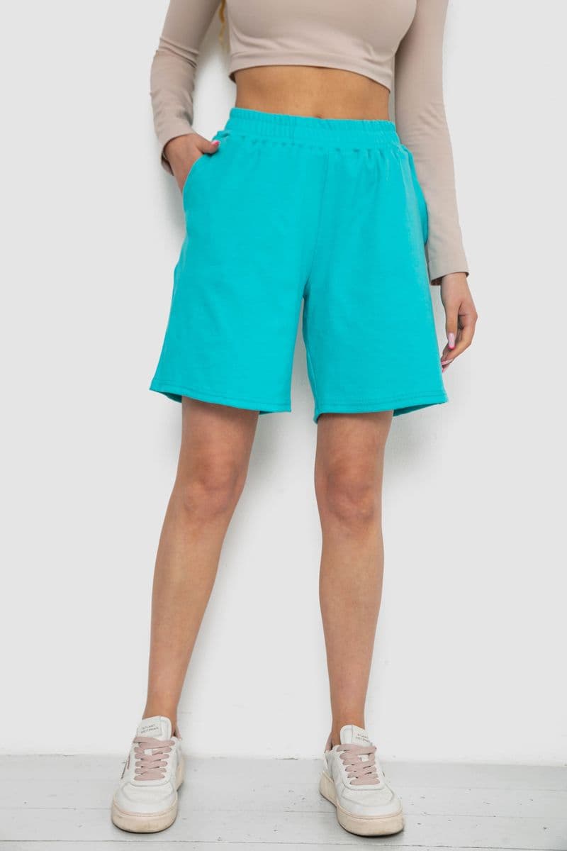 Шорти жіночі в рубчик, колір бірюзовий, 238R110 - зображення 1