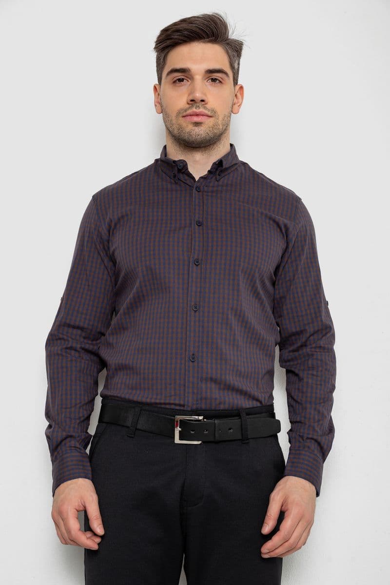 Сорочка чоловіча з довгим рукавом, колір коричневий, 214R840 - зображення 1