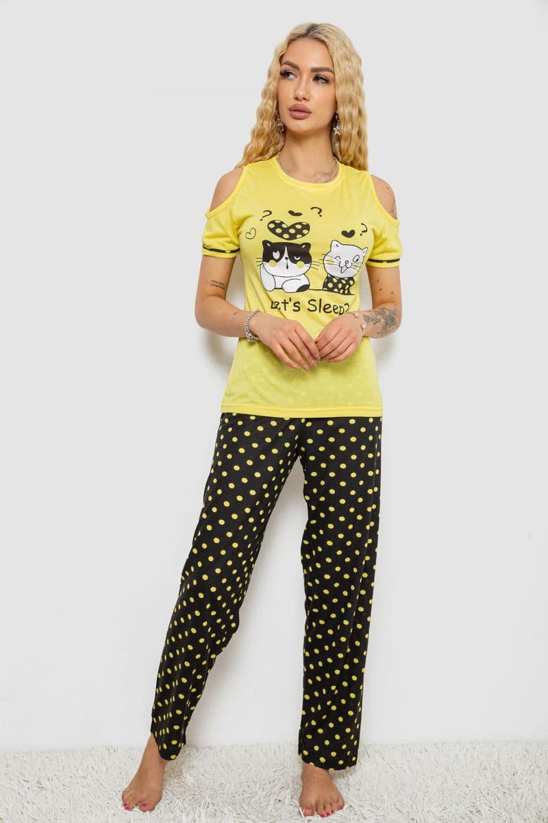 Піжама жіноча з принтом, колір жовтий, 243R2038-A - зображення 1